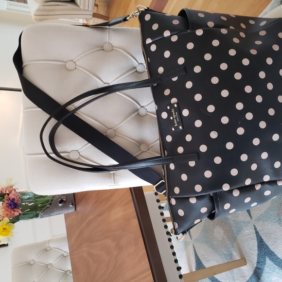 Kate Spade Black and Cream Quilted Polka Dot Tote - Picture 3 of 4